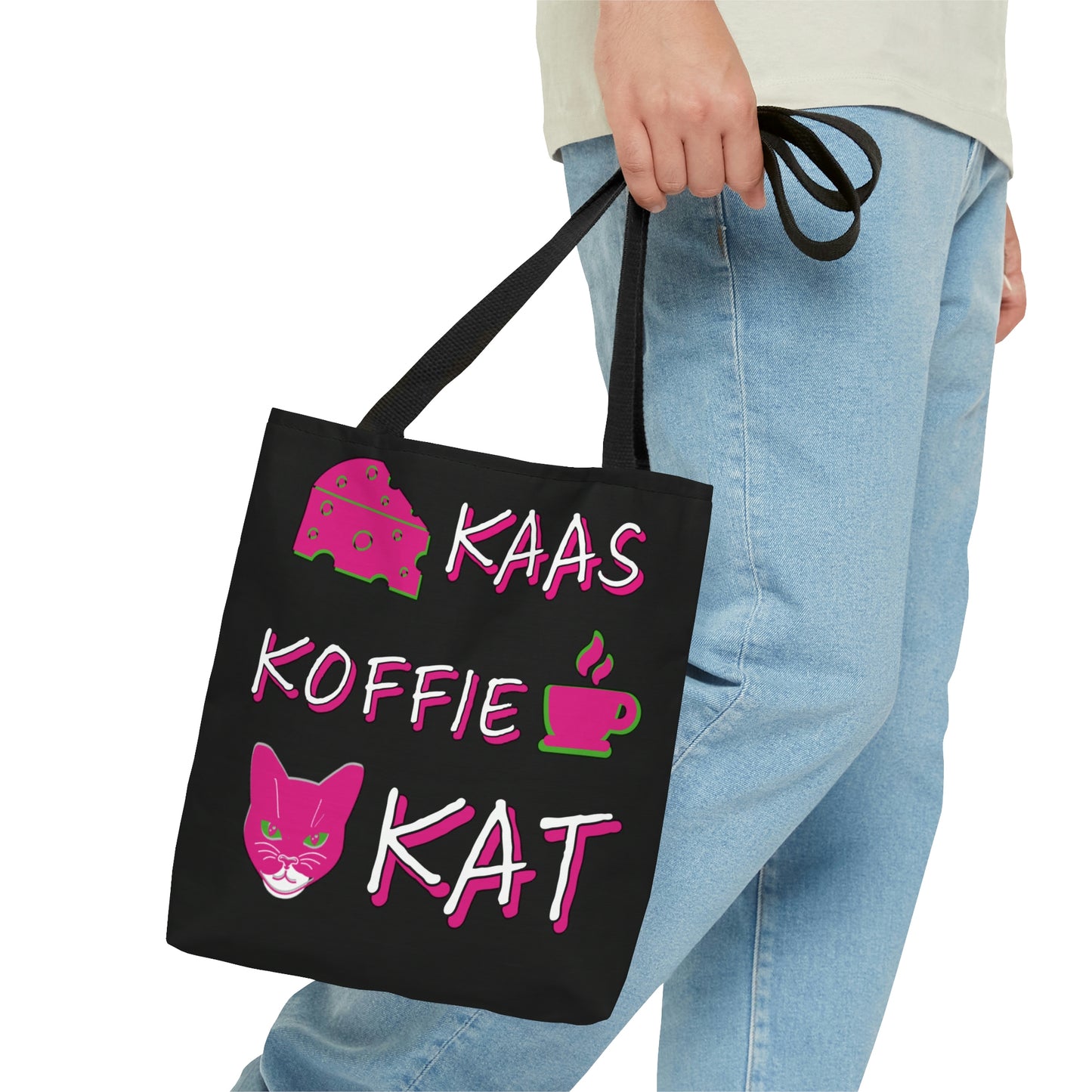 Kaas, Koffie, Kat: Tote Bag (Pink and Green)