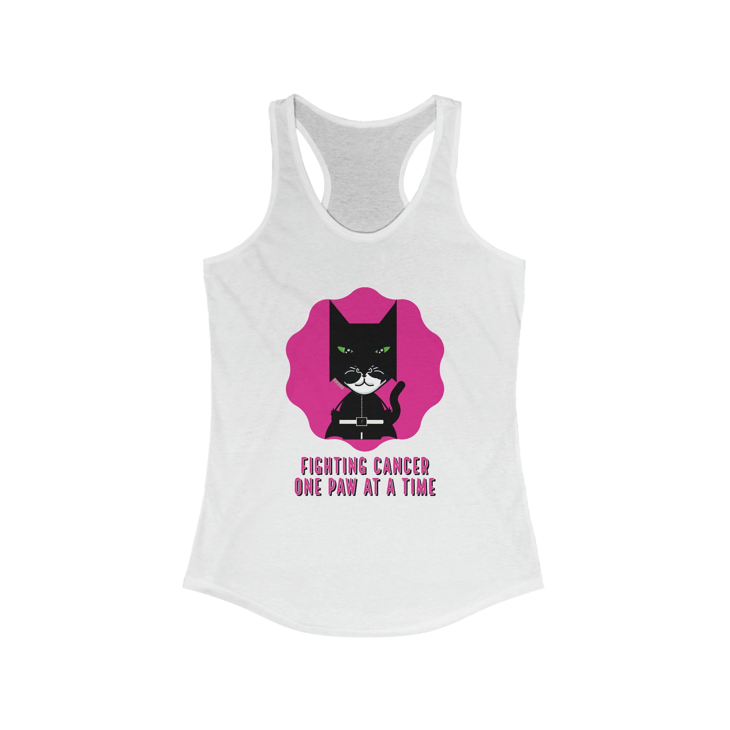 Chemo Cat Racer Tank: Fighting Cancer One Paw at a Time - Stylish Slim Fit for Empowered Women