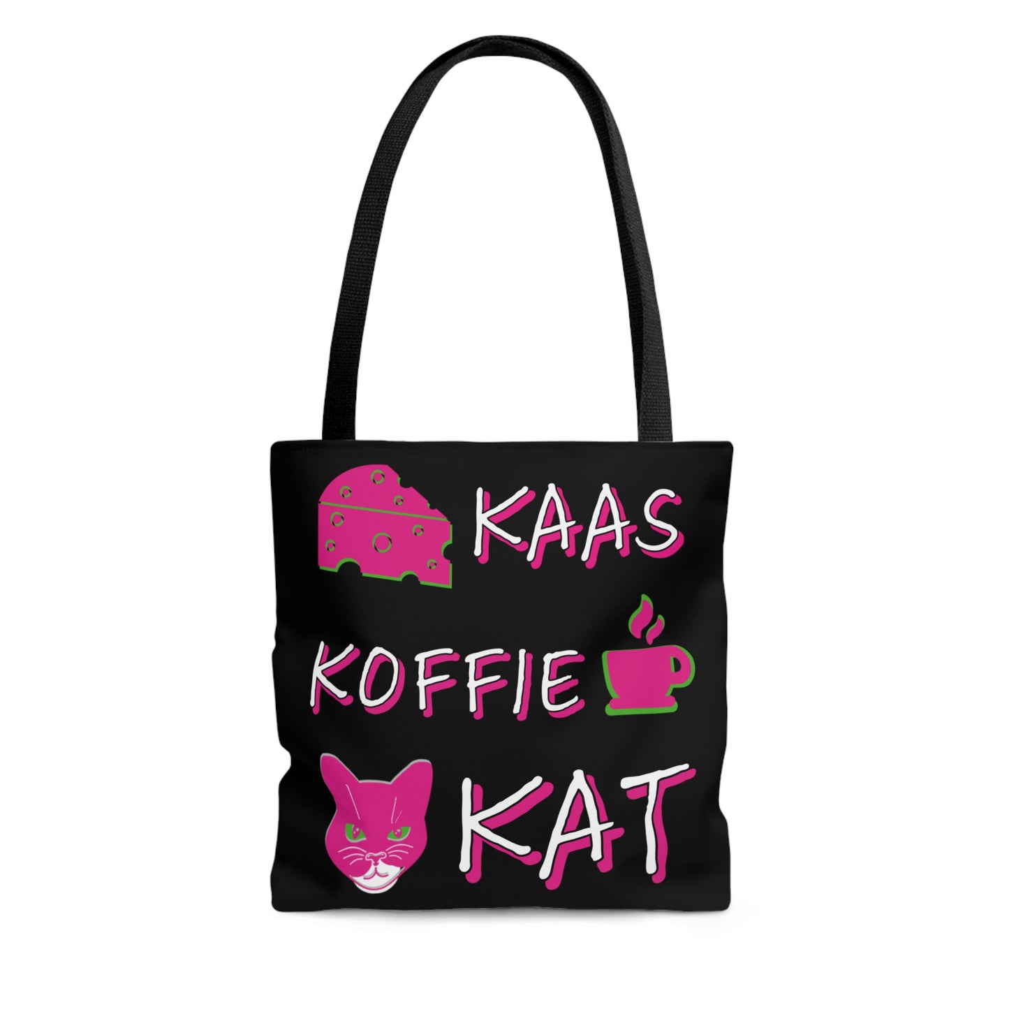 Kaas, Koffie, Kat: Tote Bag (Pink and Green)