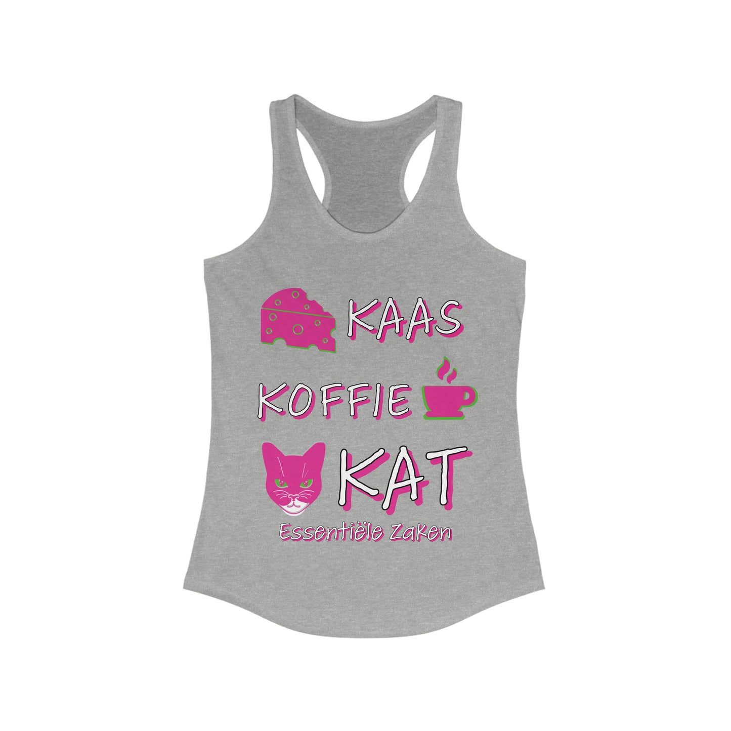 Kaas, Koffie, Kat" Essentials Racerback Tank: Embrace Amsterdam's Essence in Style!