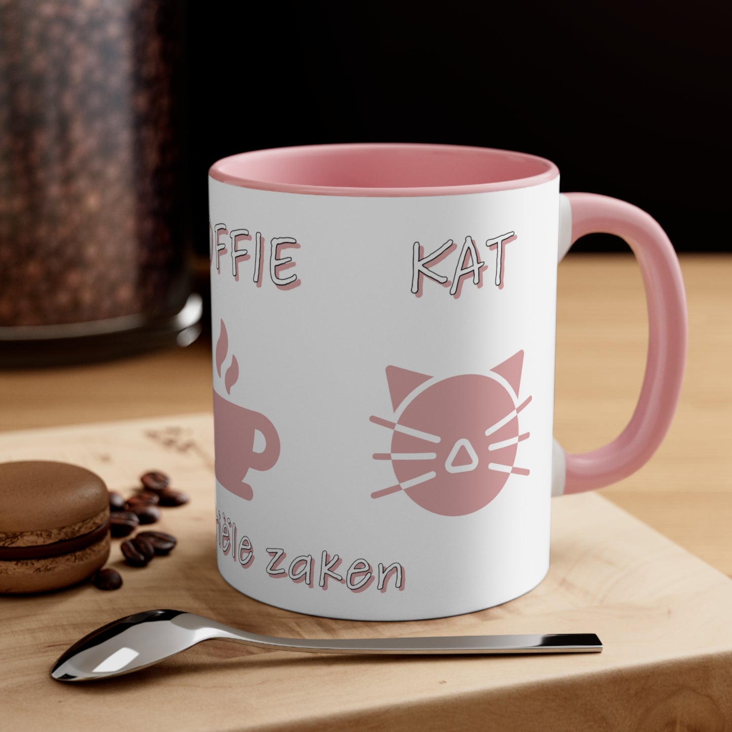 "Living In Amsterdam Essentials Coffee Mug: Kaas, Koffie, Kat - Embrace the True Essence of Amsterdam!"