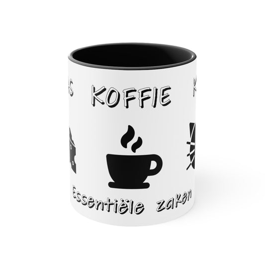 "Living In Amsterdam Essentials Coffee Mug: Kaas, Koffie, Kat - Embrace the True Essence of Amsterdam!"