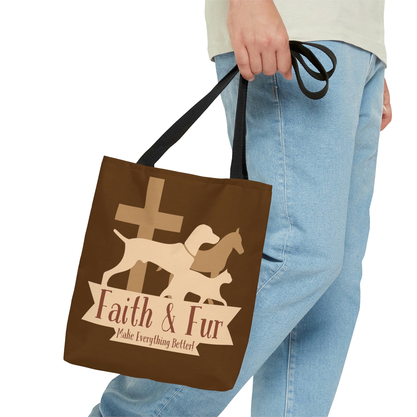 Faith & Fur Make Everything Better-Brown Tote