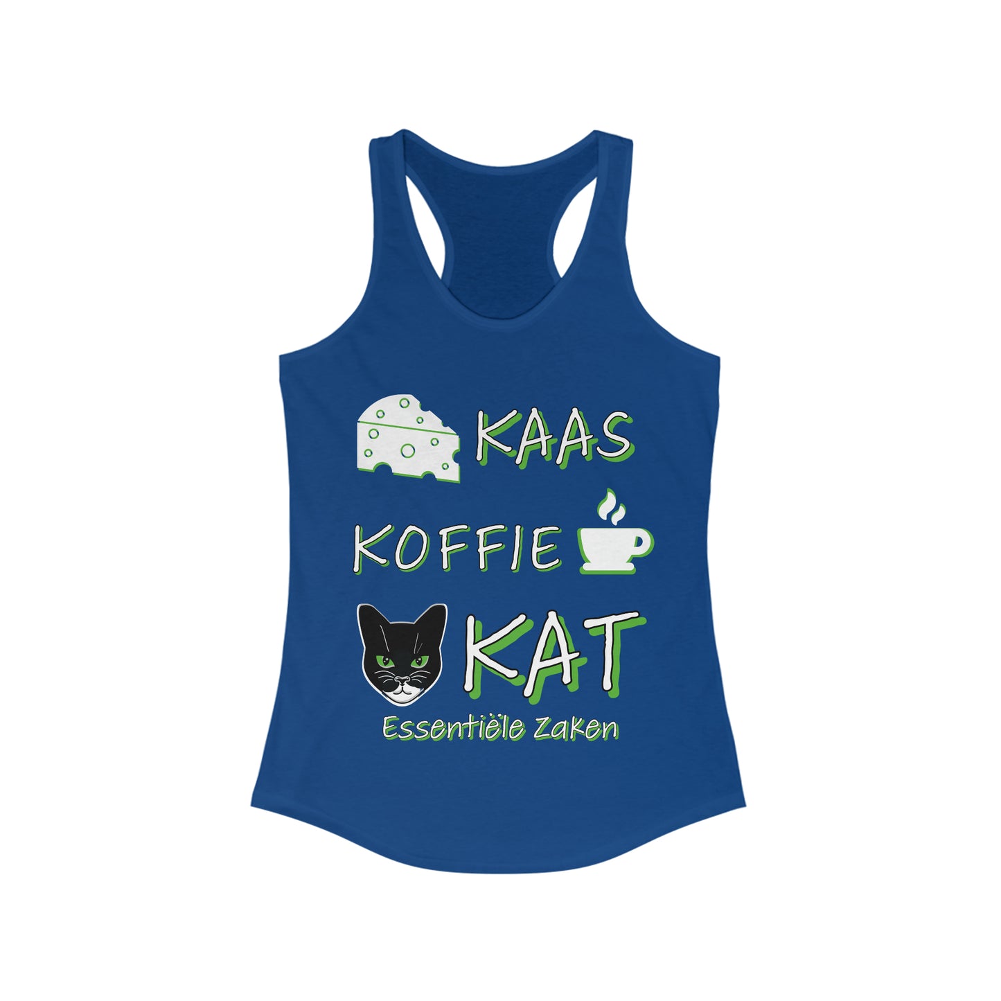 Kaas, Koffie, Kat" Essentials Racerback Tank: Embrace Amsterdam's Essence in Style!