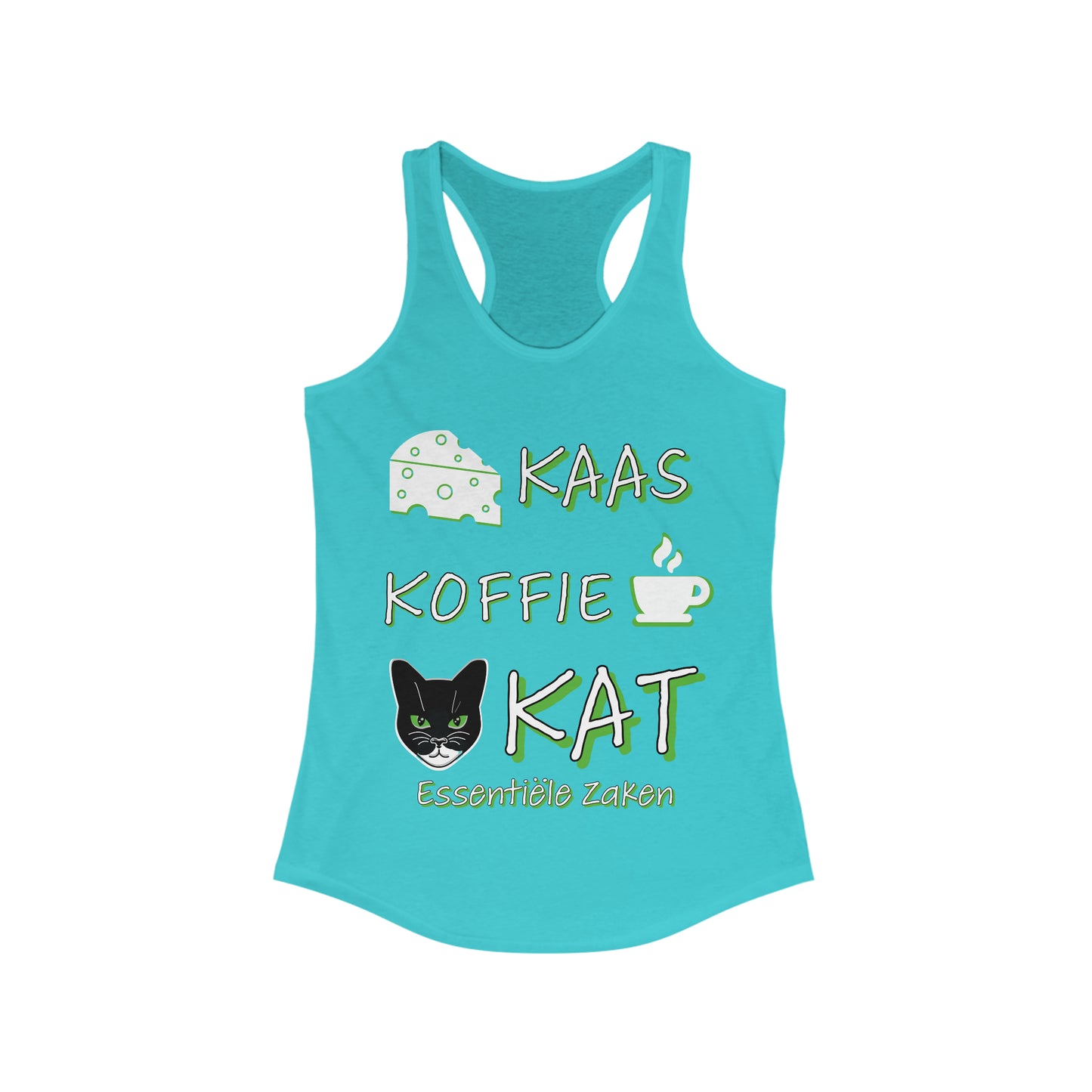 Kaas, Koffie, Kat" Essentials Racerback Tank: Embrace Amsterdam's Essence in Style!