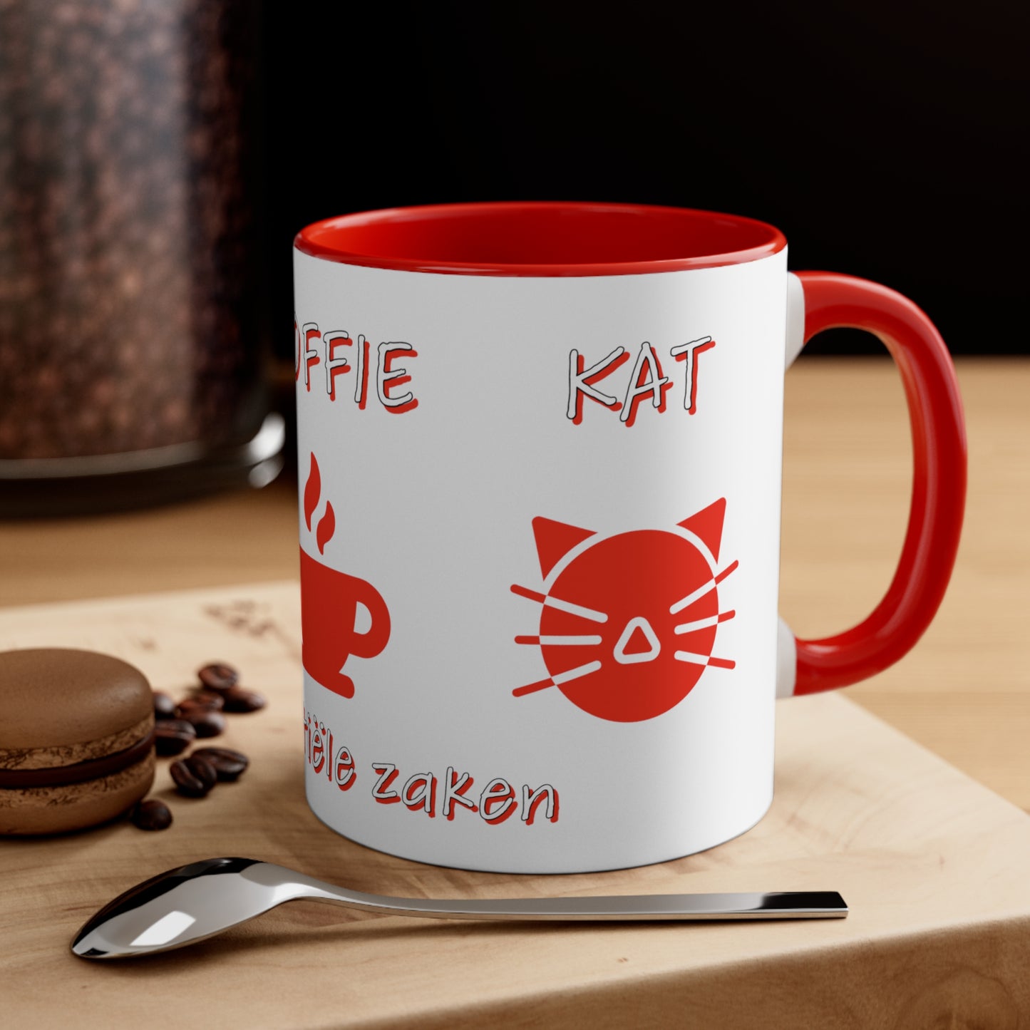 "Living In Amsterdam Essentials Coffee Mug: Kaas, Koffie, Kat - Embrace the True Essence of Amsterdam!"