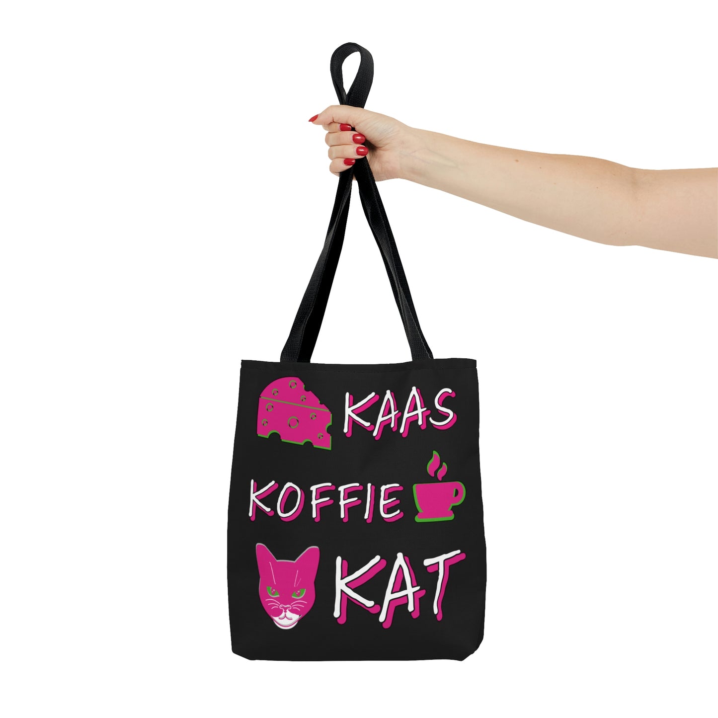 Kaas, Koffie, Kat: Tote Bag (Pink and Green)