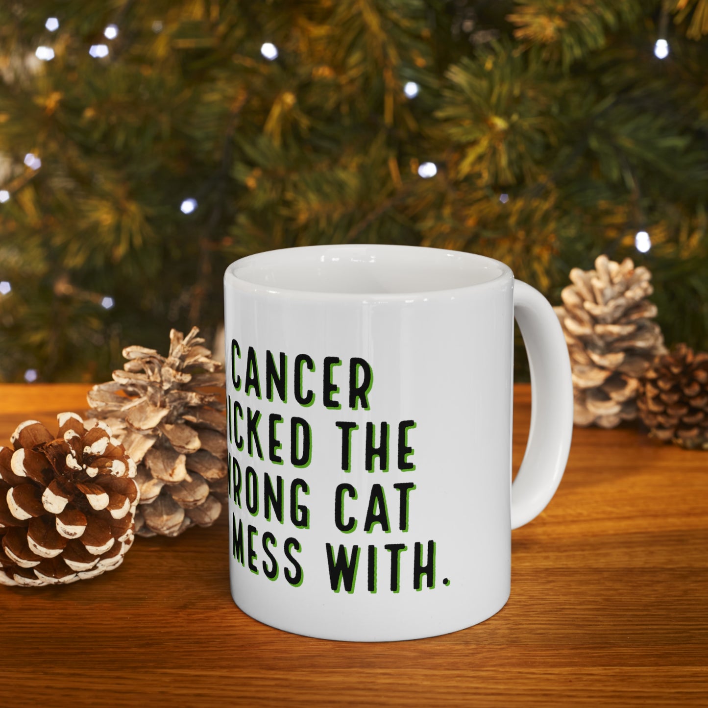 Chemo Cat Coffee Mug: Cancer Picked the Wrong Cat to Mess With - Inspiring and Empowering Ceramic Mug for Cancer Fighters