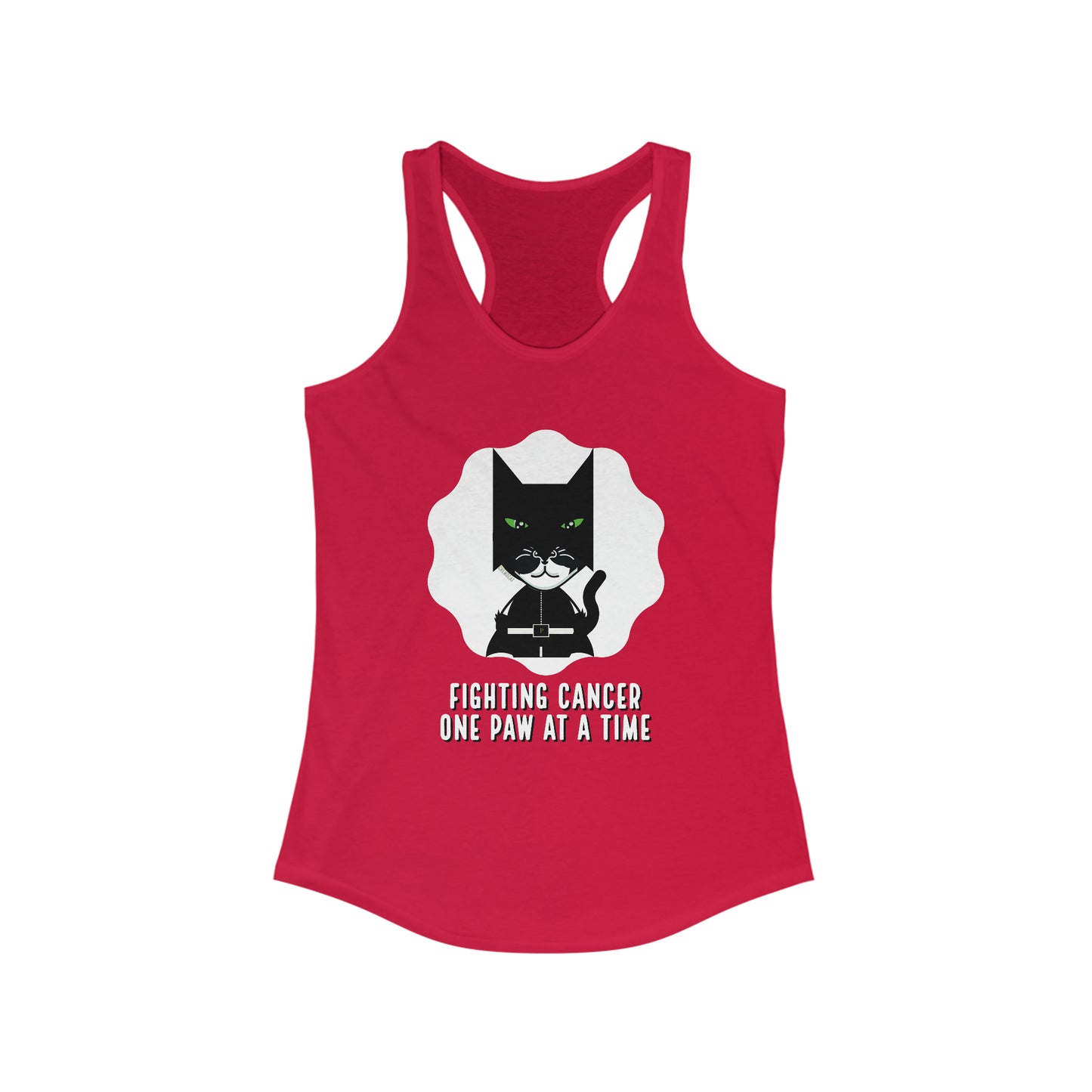 Chemo Cat Racer Tank: Fighting Cancer One Paw at a Time - Stylish Slim Fit for Empowered Women