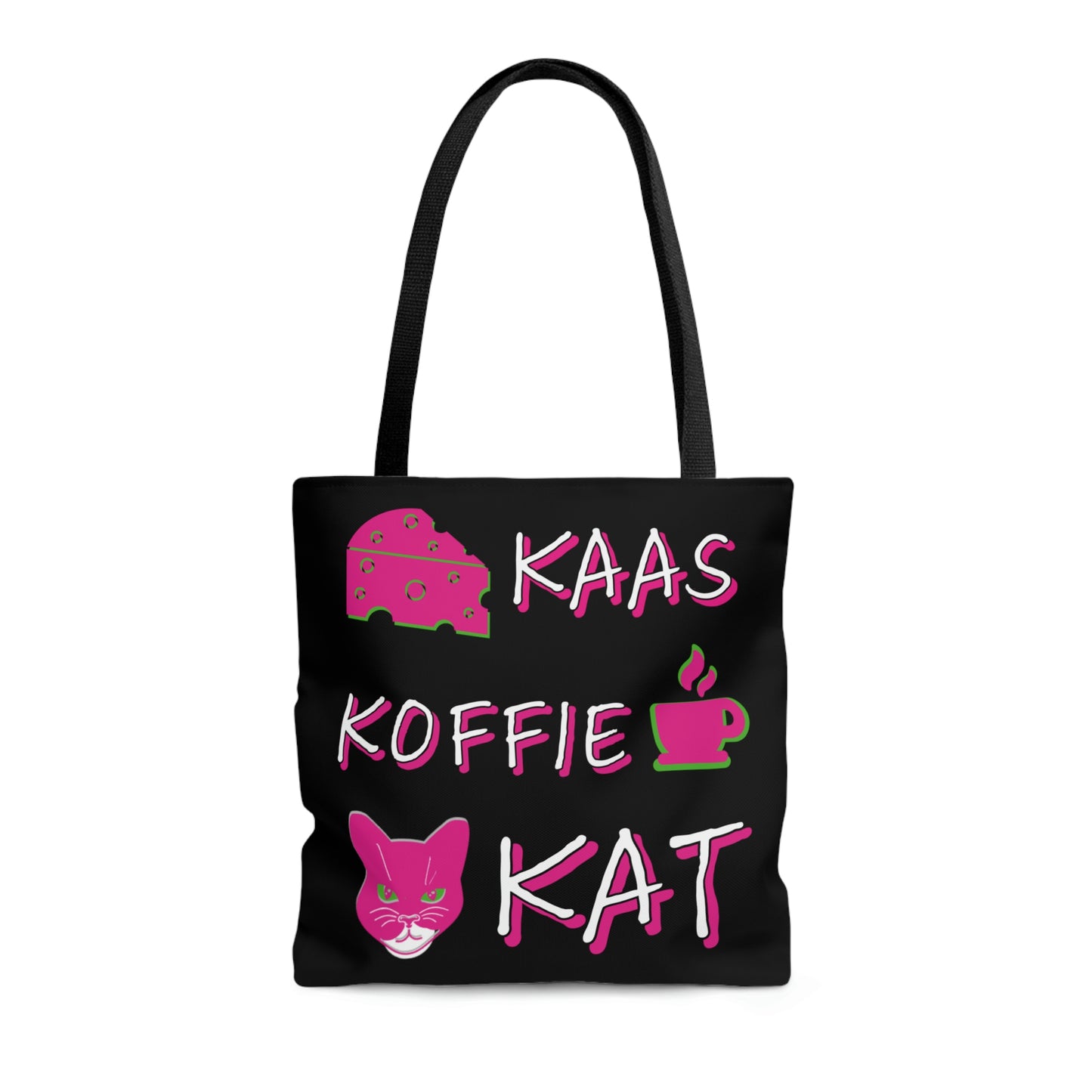 Kaas, Koffie, Kat: Tote Bag (Pink and Green)