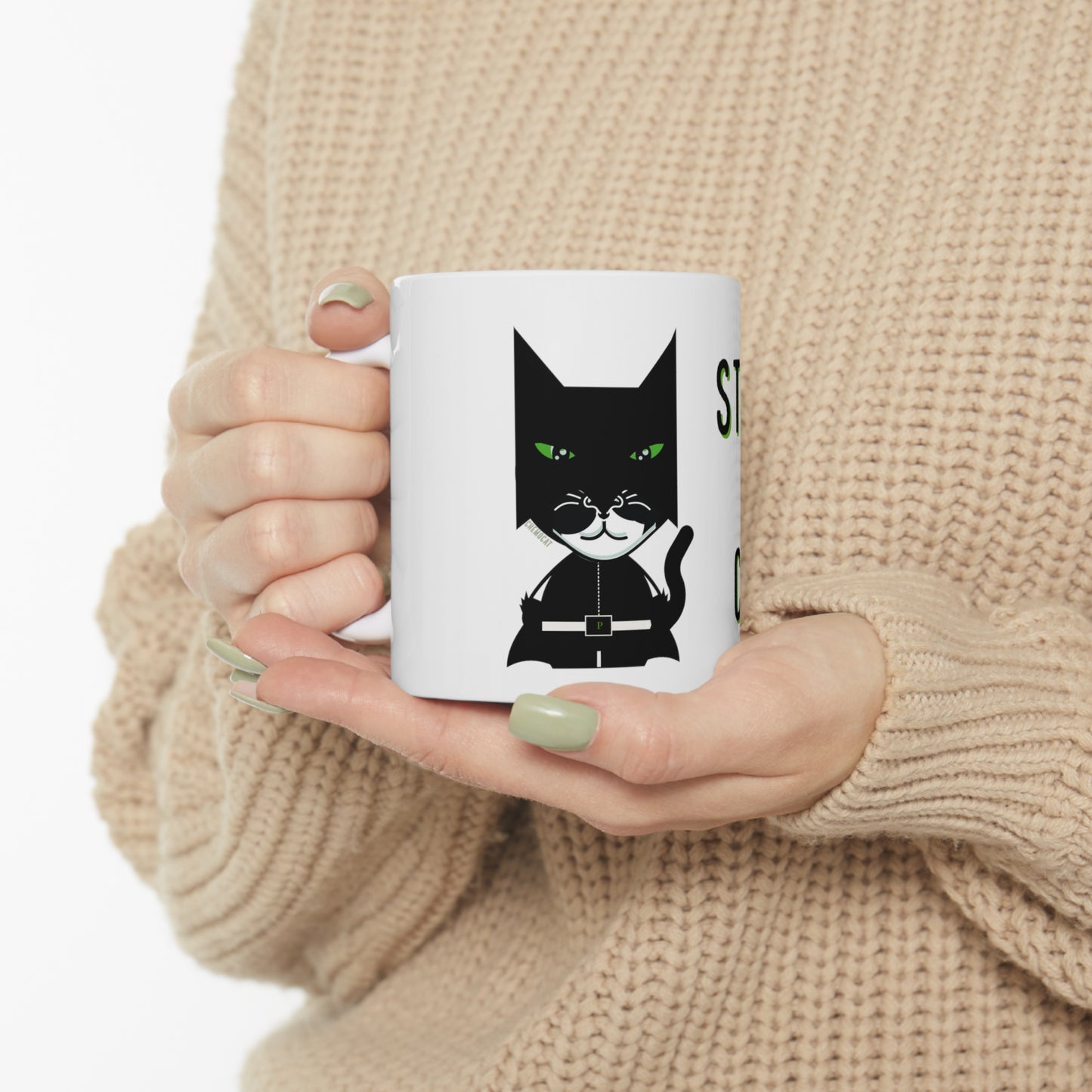 Chemo Cat Coffee Mug: Stronger Than Cancer - Inspiring and Empowering Ceramic Mug for Cancer Fighters