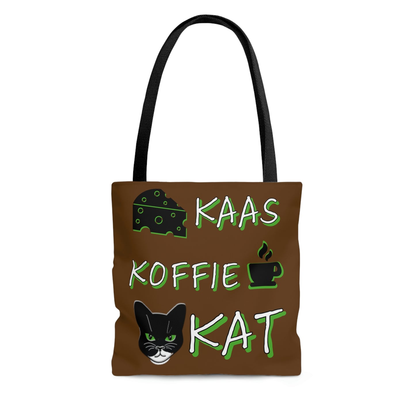 Kaas, Koffie, Kat: Tote Bag (Brown and Green)