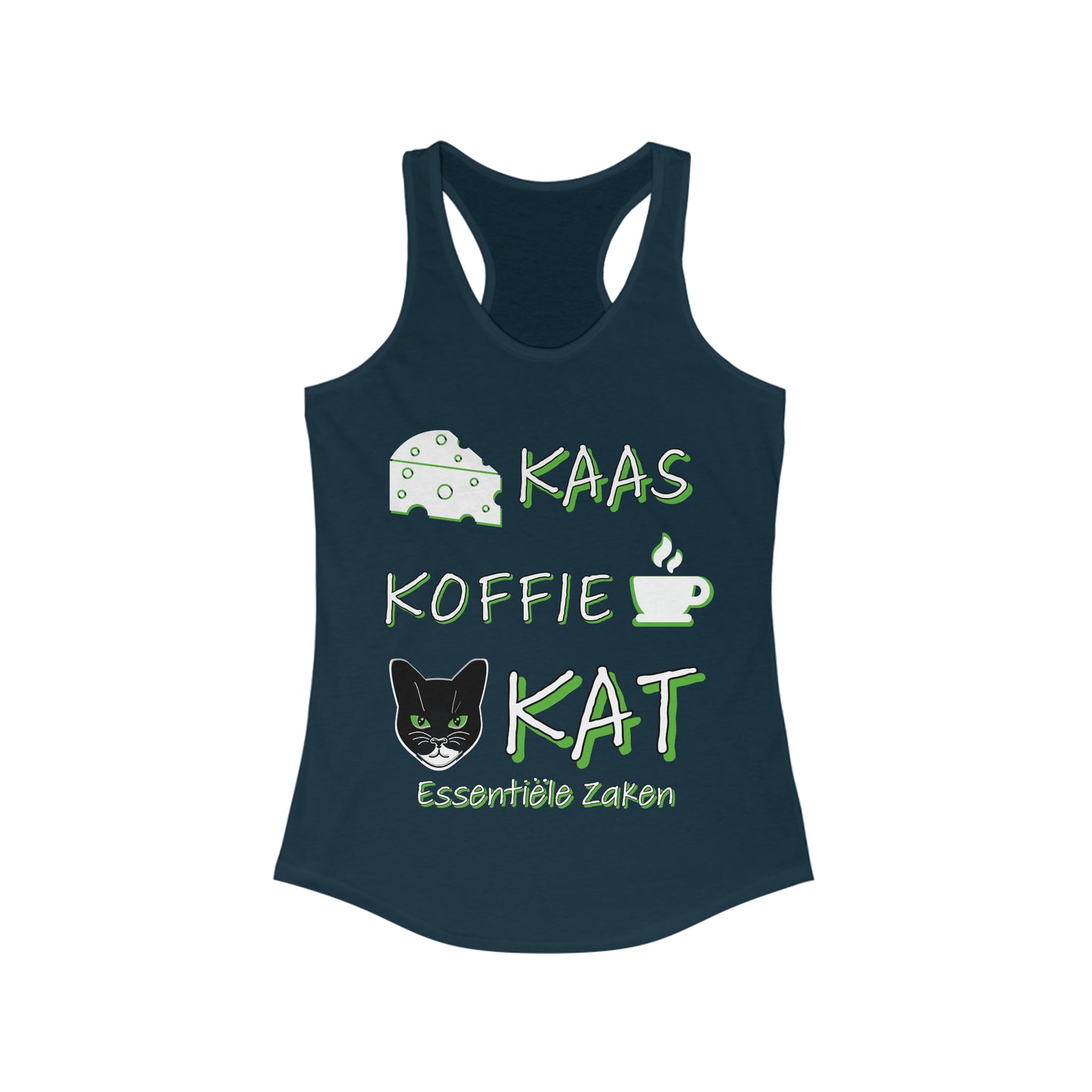 Kaas, Koffie, Kat" Essentials Racerback Tank: Embrace Amsterdam's Essence in Style!