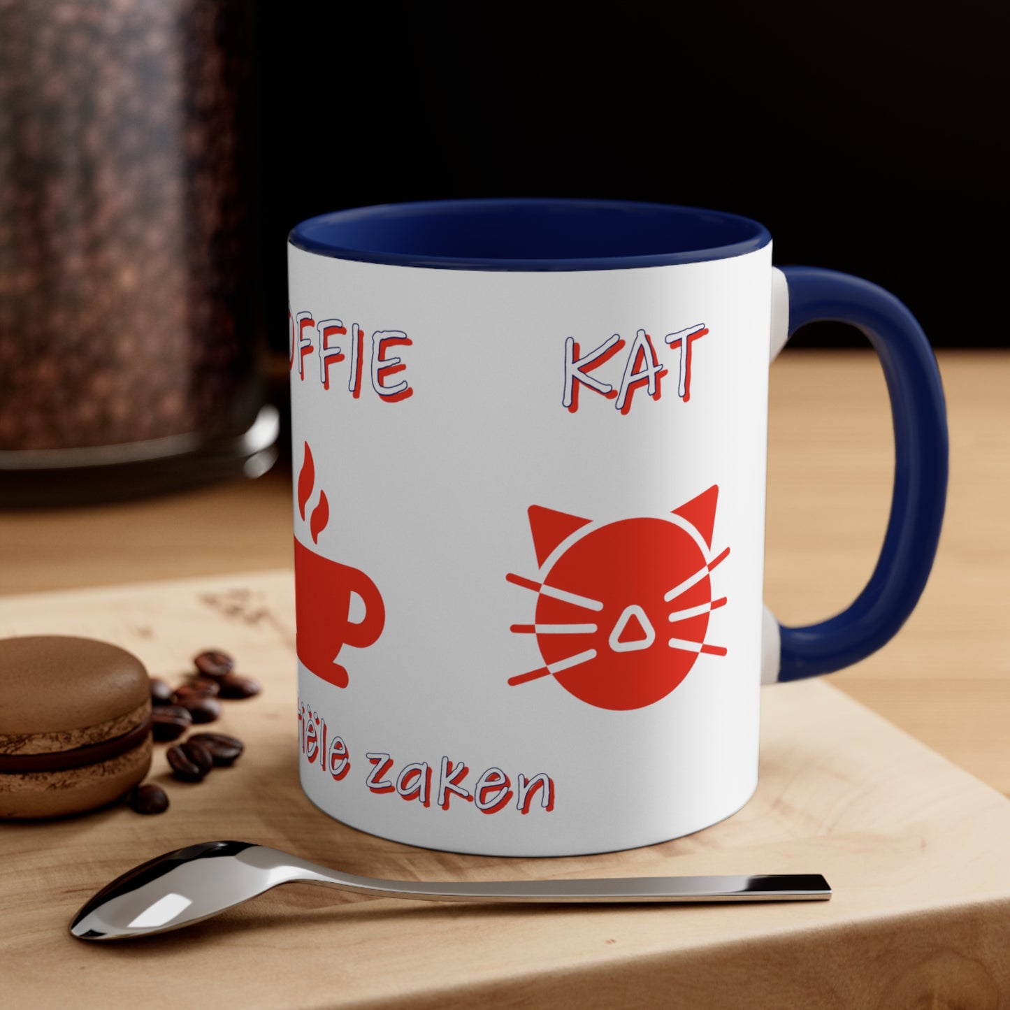 "Living In Amsterdam Essentials Coffee Mug: Kaas, Koffie, Kat - Embrace the True Essence of Amsterdam!"