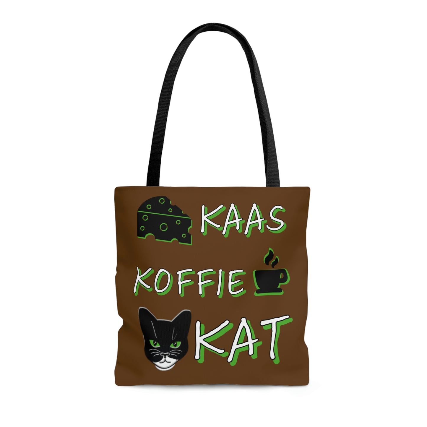 Kaas, Koffie, Kat: Tote Bag (Brown and Green)