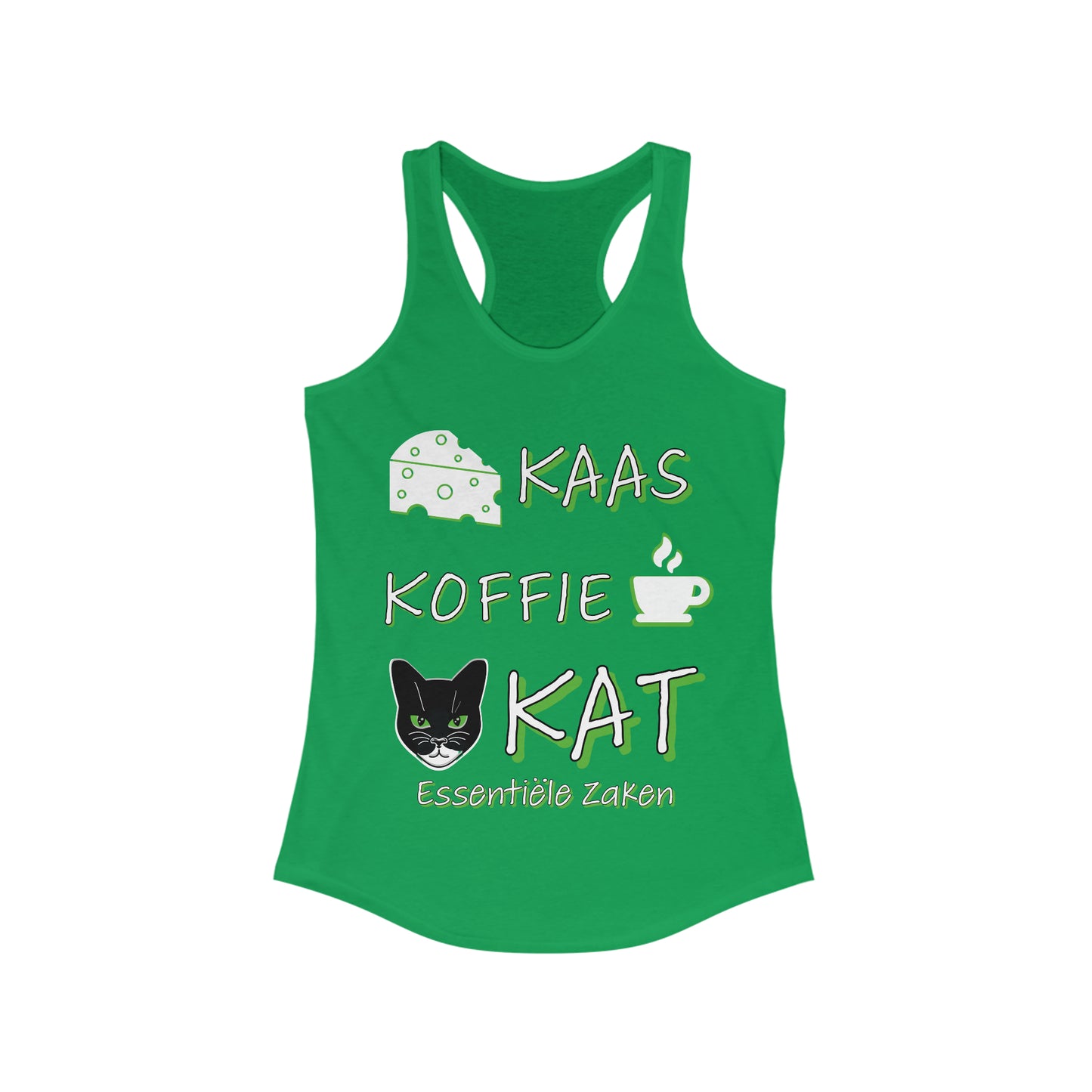 Kaas, Koffie, Kat" Essentials Racerback Tank: Embrace Amsterdam's Essence in Style!