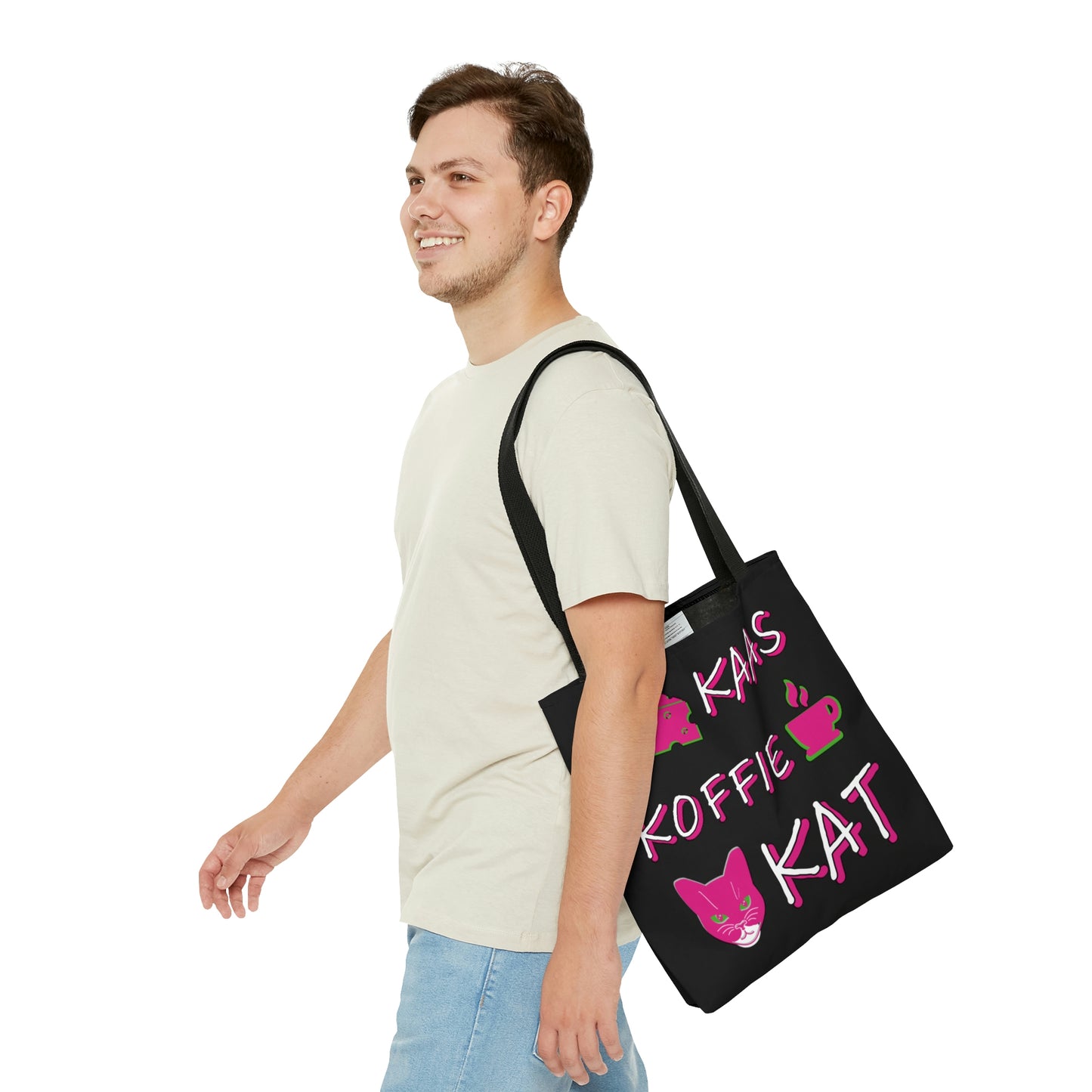 Kaas, Koffie, Kat: Tote Bag (Pink and Green)