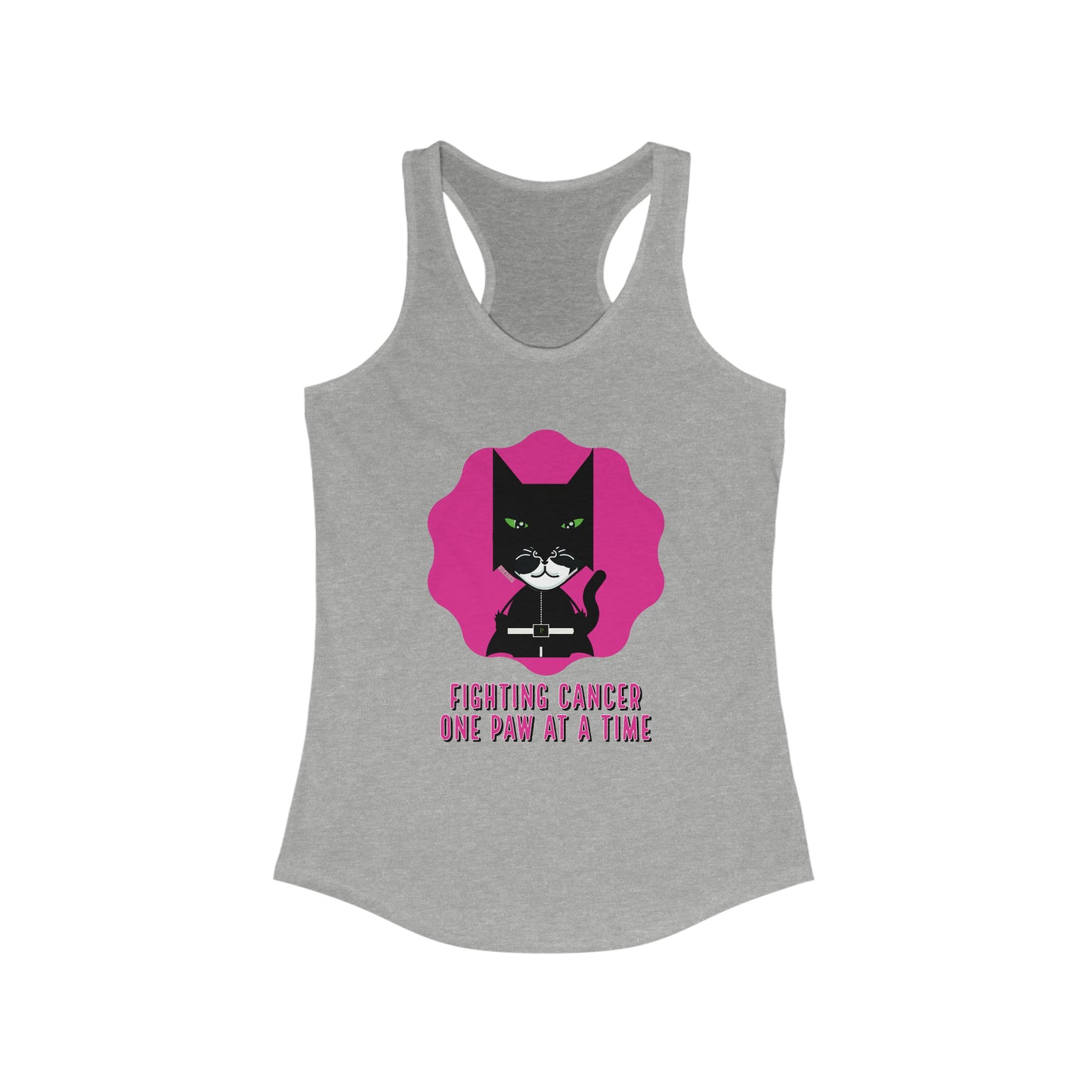 Chemo Cat Racer Tank: Fighting Cancer One Paw at a Time - Stylish Slim Fit for Empowered Women